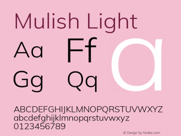 Mulish Light Version 3.602; ttfautohint (v1.8.3)图片样张