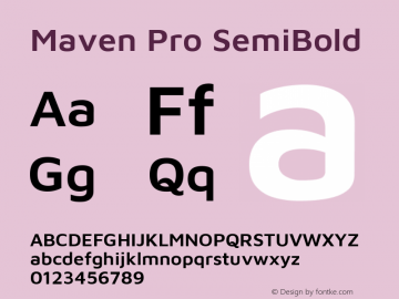 Maven Pro SemiBold Version 2.003; ttfautohint (v1.8.3)图片样张