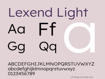 Lexend Light Version 1.007; ttfautohint (v1.8.3)图片样张