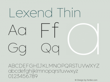 Lexend Thin Version 1.007; ttfautohint (v1.8.3)图片样张