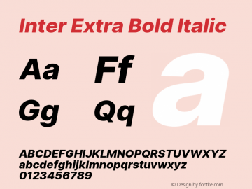 Inter Extra Bold Italic Version 3.019;git-0a5106e0b图片样张