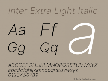 Inter Extra Light Italic Version 3.019;git-0a5106e0b图片样张