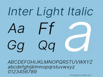 Inter Light Italic Version 3.019;git-0a5106e0b图片样张