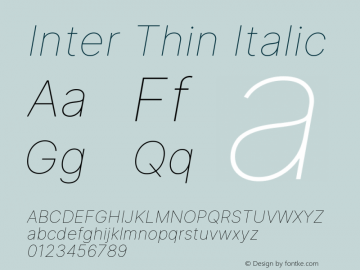 Inter Thin Italic Version 3.019;git-0a5106e0b图片样张