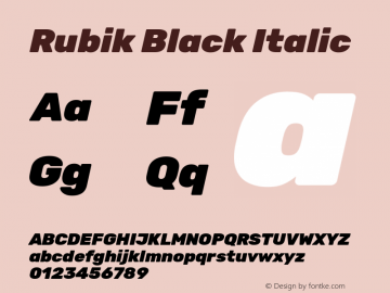 Rubik Black Italic Version 2.102; ttfautohint (v1.8.3)图片样张