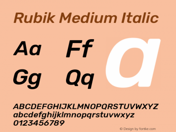 Rubik Medium Italic Version 2.102; ttfautohint (v1.8.3)图片样张