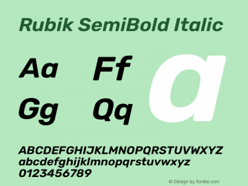 Rubik SemiBold Italic Version 2.102图片样张