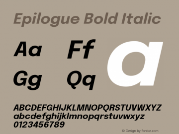 Epilogue Bold Italic Version 2.112; ttfautohint (v1.8.3)图片样张