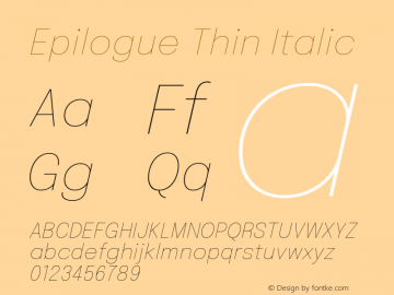 Epilogue Thin Italic Version 2.112; ttfautohint (v1.8.3)图片样张