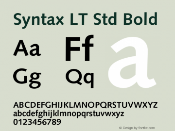 Syntax LT Std Bold OTF 1.029;PS 001.002;Core 1.0.33;makeotf.lib1.4.1585图片样张