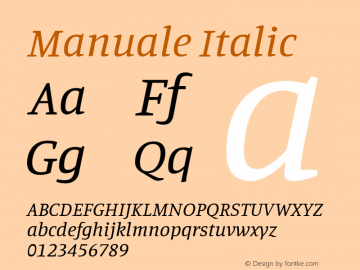 Manuale Italic Version 1.002; ttfautohint (v1.8.3)图片样张