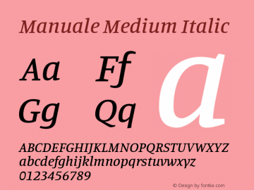 Manuale Medium Italic Version 1.002; ttfautohint (v1.8.3)图片样张