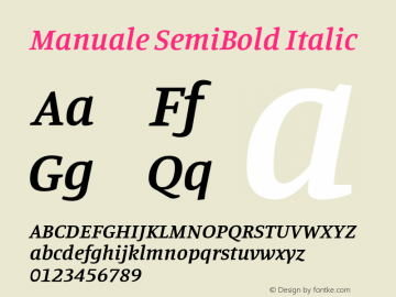 Manuale SemiBold Italic Version 1.002; ttfautohint (v1.8.3)图片样张