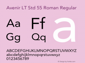 Avenir LT Std 55 Roman Regular OTF 1.029;PS 001.001;Core 1.0.33;makeotf.lib1.4.1585图片样张