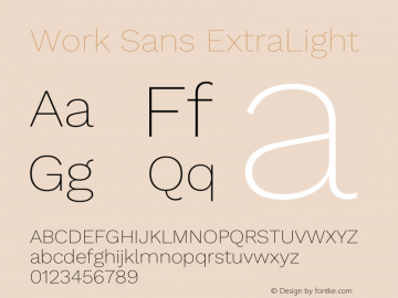 Work Sans ExtraLight Version 2.011图片样张