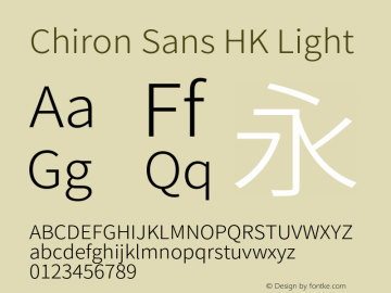 Chiron Sans HK Light Version 2.043;hotconv 1.0.118;makeotfexe 2.5.65603图片样张