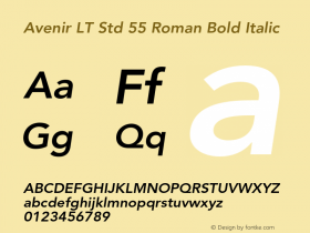 Avenir LT Std 55 Roman Bold Italic Version 2.035;PS 002.000;hotconv 1.0.51;makeotf.lib2.0.18671图片样张