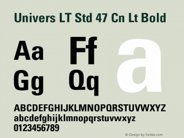 Univers LT Std 47 Cn Lt Bold OTF 1.029;PS 001.002;Core 1.0.33;makeotf.lib1.4.1585 Font Sample
