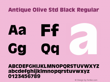 Antique Olive Std Black Regular Version 1.040;PS 001.003;Core 1.0.35;makeotf.lib1.5.4492 Font Sample