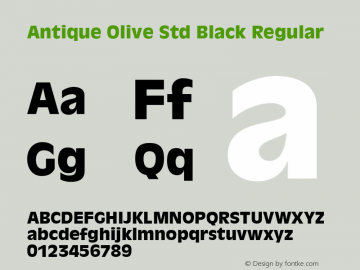 Antique Olive Std Black Regular Version 1.040;PS 001.003;Core 1.0.35;makeotf.lib1.5.4492 Font Sample