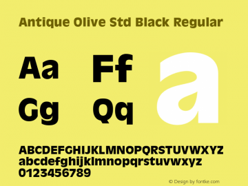 Antique Olive Std Black Regular Version 2.035;PS 002.000;hotconv 1.0.51;makeotf.lib2.0.18671 Font Sample
