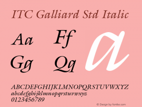 ITC Galliard Std Italic OTF 1.018;PS 001.003;Core 1.0.31;makeotf.lib1.4.1585图片样张