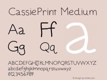 CassiePrint Medium Version 001.000 Font Sample