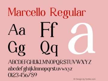 Marcello Version 1.00;June 12, 2021;FontCreator 11.5.0.2422 64-bit图片样张