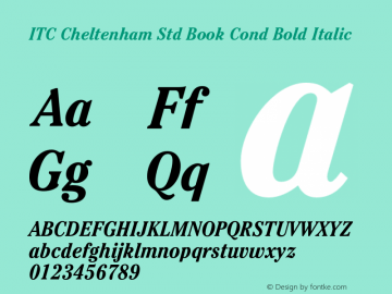 ITC Cheltenham Std Book Cond Bold Italic OTF 1.018;PS 001.001;Core 1.0.31;makeotf.lib1.4.1585 Font Sample