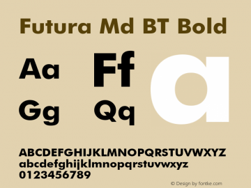 Futura Md BT Bold Version 1.01 emb4-OT图片样张