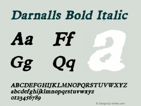 Darnalls-BoldItalic Version 1.000 2012 initial release图片样张