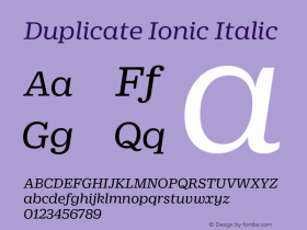 DuplicateIonic-RegularItalic Version 1.1 2006图片样张