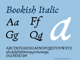 Bookish Italic Version 1.005;PS 001.005;hotconv 1.0.70;makeotf.lib2.5.58329图片样张