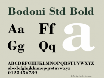 Bodoni Std Bold Version 2.020;PS 002.000;hotconv 1.0.50;makeotf.lib2.0.16970图片样张