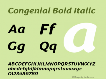 Congenial Bold Italic Version 1.000图片样张