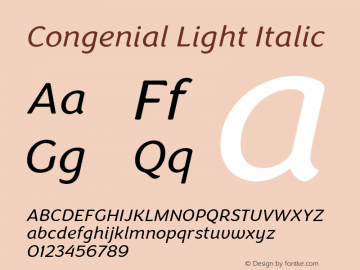 Congenial Light Italic Version 1.000图片样张