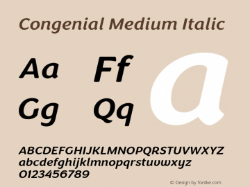 Congenial Medium Italic Version 1.000图片样张