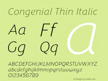 Congenial Thin Italic Version 1.000图片样张