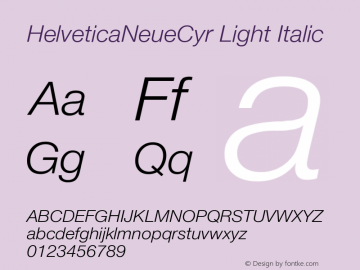 HelveticaNeueCyr-LightItalic 001.000图片样张