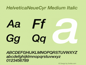 HelveticaNeueCyr-MediumItalic 001.000图片样张