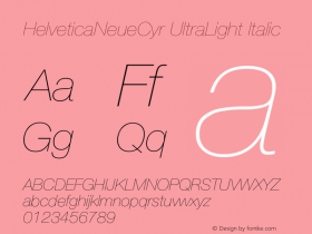 HelveticaNeueCyr-UltraLightItalic 001.000图片样张