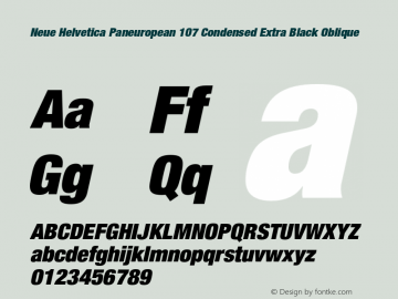 NeueHelveticaPaneuropean-107CondensedExtraBlackOblique Version 1.10 Build 1000;com.myfonts.easy.linotype.neue-helvetica.paneuropean-107-extra-black-condensed-oblique-189171.wfkit2.version.54z5图片样张