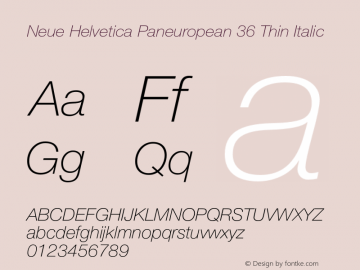 NeueHelveticaPaneuropean-36ThinItalic Version 4.00 Build 1000;com.myfonts.easy.linotype.neue-helvetica.paneuropean-36-thin-italic-189171.wfkit2.version.54wu图片样张