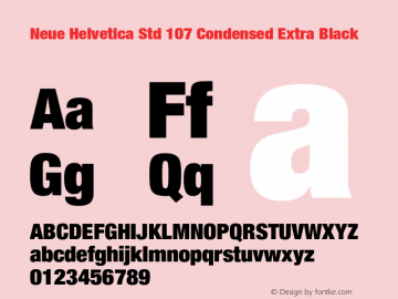 NeueHelveticaStd-107CondensedExtraBlack Version 2.000 Build 1000;com.myfonts.easy.linotype.neue-helvetica.pro-107-extra-black-condensed-189171.wfkit2.version.54yZ图片样张