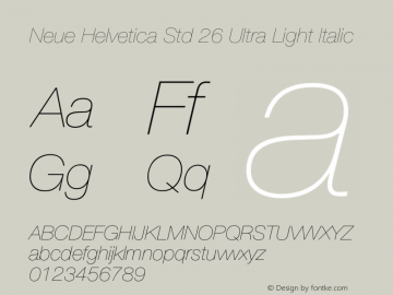 NeueHelveticaStd-26UltraLightItalic Version 2.000 Build 1000;com.myfonts.easy.linotype.neue-helvetica.pro-26-ultra-light-italic-189171.wfkit2.version.54wk图片样张