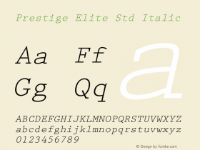 Prestige Elite Std Italic Version 1.022;October 13, 2019;FontCreator 11.5.0.2430 64-bit图片样张