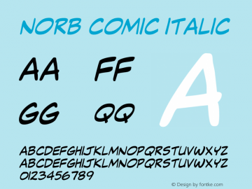 NorBComic-Italic Version 1.002;hotconv 1.0.109;makeotfexe 2.5.65596图片样张