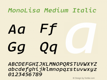 MonoLisa-MediumItalic Version 1.603图片样张