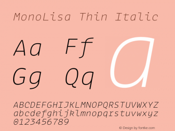MonoLisa-ThinItalic Version 1.603图片样张