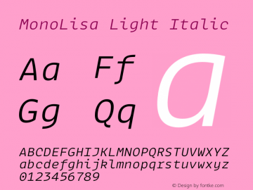 MonoLisa-LightItalic Version 1.604图片样张